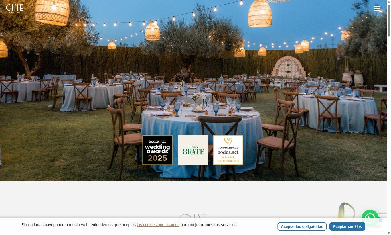 Captura de la web de Catering El Cine